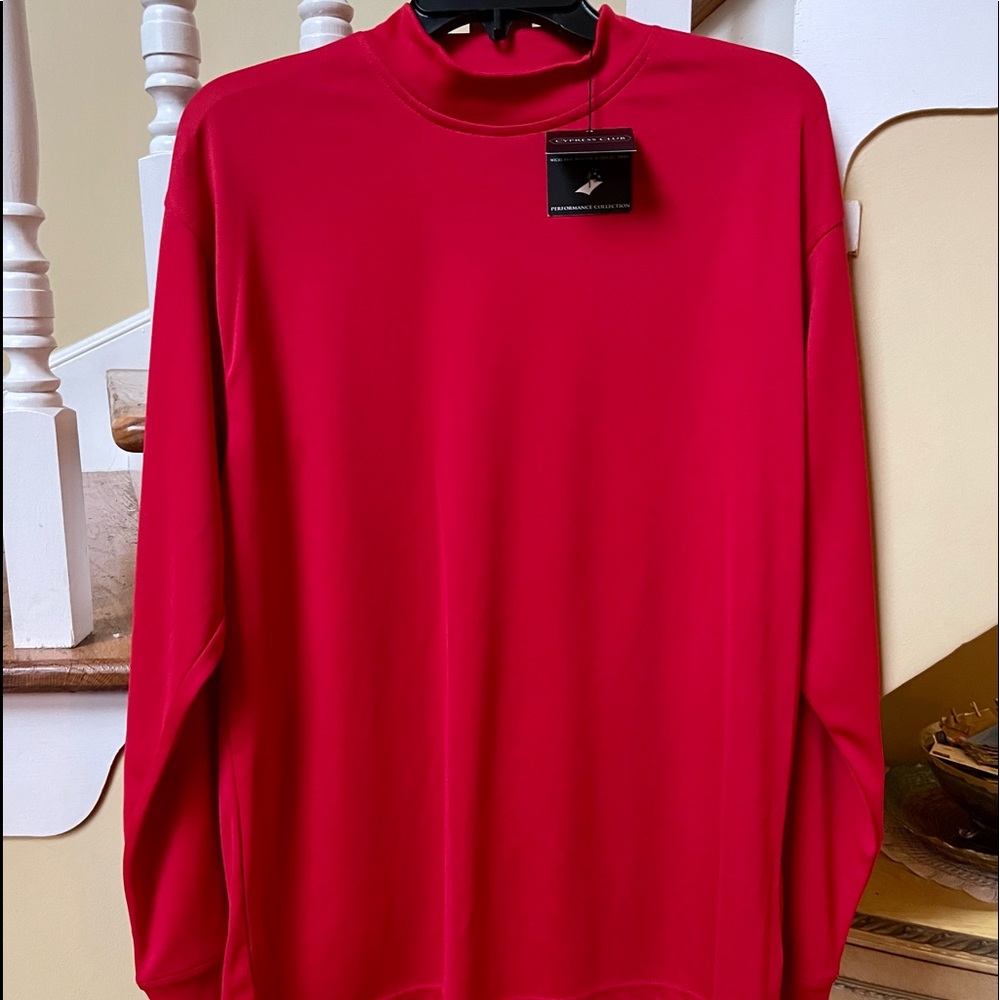 Mens size medium RED mock neck long sleeved Cypress Club shirt new with tags